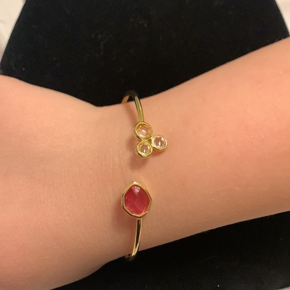 Gold Tone Crystal Earrings & Bracelet Set - Picture 2 of 5